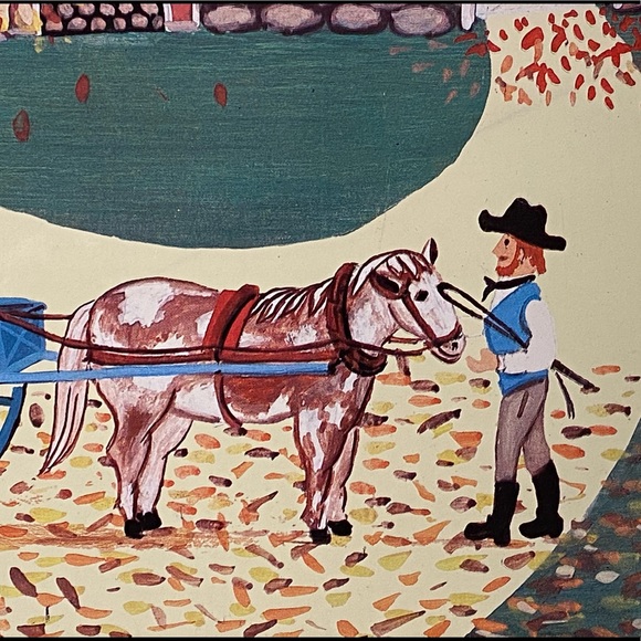 Meister Amish Theme Metal Tray from Brazil. Beautiful Vintage Art Piece for Home - Picture 2 of 15